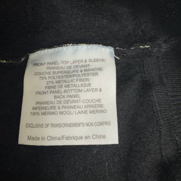 Tory Burch Metallic Floral Merino Wool Sweater Size M Long Sheer Sleeve - Picture 7 of 7